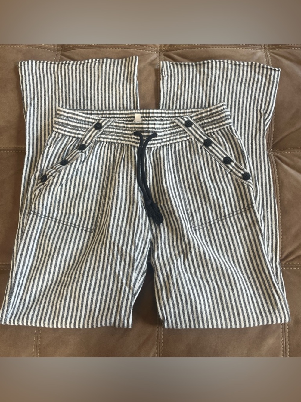 Rewind Black & White Striped Wide-Leg Pants - Picture 3 of 7